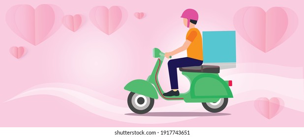 Entrega de servicios de motocicleta, ilustración de vector plana editable, imagen de clip