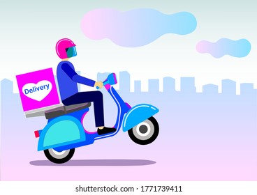 Motorcycle service Food delivery, Flat editable vector illustration, clip art
