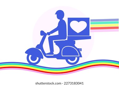Motorcycle service Food delivery, Flat editable vector illustration, clip art