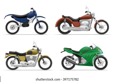 motorcycle set icons vector illustration isolated on white background
