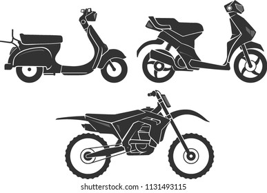 Motorcycle Set Side View Silhouette