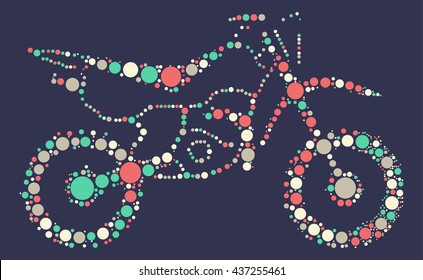Motorcycle shape vector design by color point