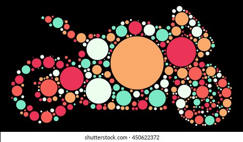 Motorcycle shape vector design by color point