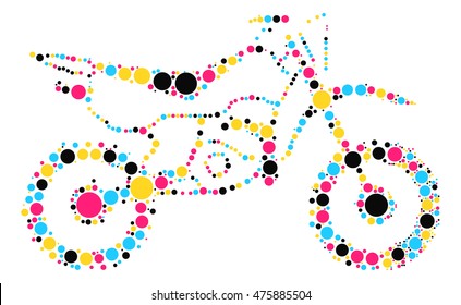 Motorcycle shape vector design by color point
