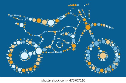 Motorcycle shape vector design by color point