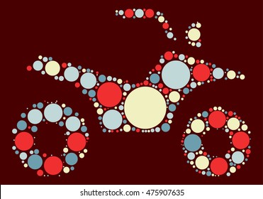 Motorcycle shape vector design by color point