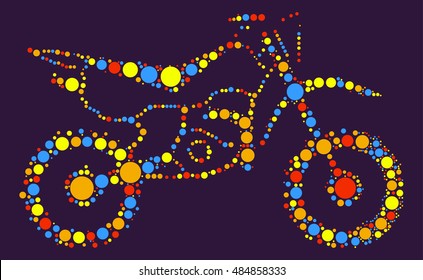 Motorcycle shape vector design by color point