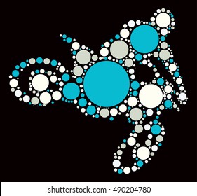 Motorcycle shape vector design by color point
