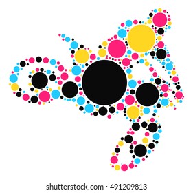 Motorcycle shape vector design by color point
