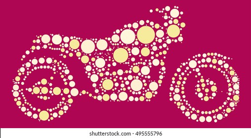 Motorcycle shape vector design by color point
