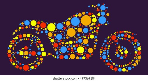 Motorcycle shape vector design by color point

