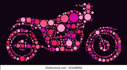 Motorcycle shape vector design by color point