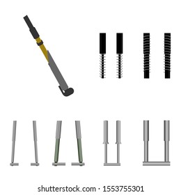 Motorcycle shock absorbers with springs top, back, front view isolated vector illustration