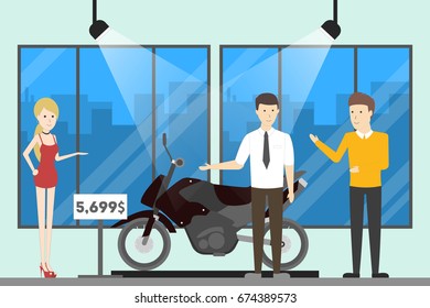 Motorcycle shop interior.