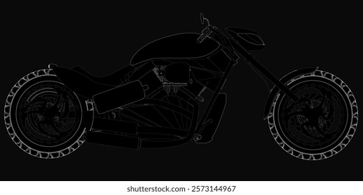 Motorcycle is shown in black and white.