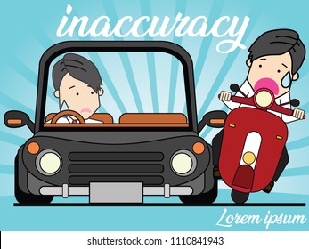 motorcycle side hit with private car. Flat vector illustration design.