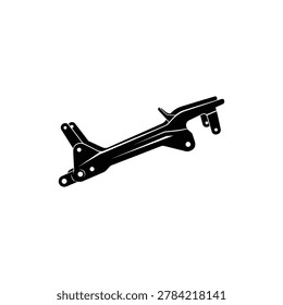 Motorcycle Side Pannier Rack Saddlebag Stays Icon. Black filled icon showing a side luggage carrier saddlebag mounting rack stay