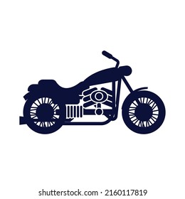 Motorcycle side view isolated on white background Color vector illustration.