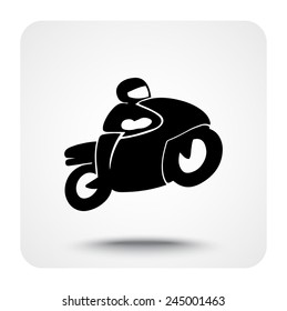 Motorcycle sign icon, vector illustration. Flat design style