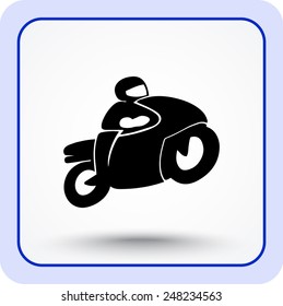 Motorcycle sign icon, vector illustration. Flat design style