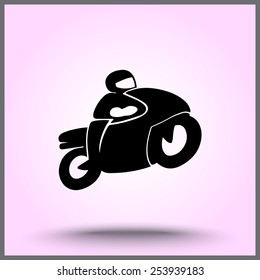 Motorcycle sign icon, vector illustration. Flat design style