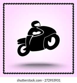 Motorcycle sign icon, vector illustration. Flat design style