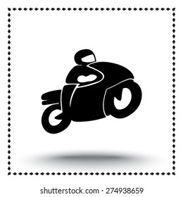 Motorcycle sign icon, vector illustration. Flat design style