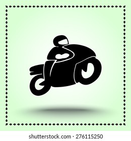 Motorcycle sign icon, vector illustration. Flat design style