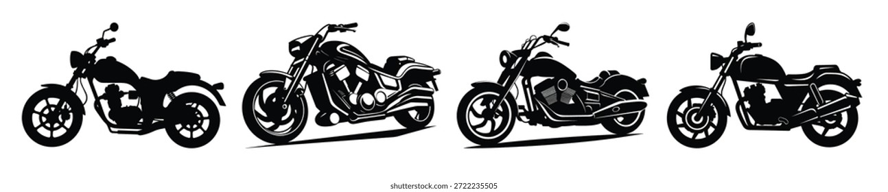 Silueta de la motocicleta Negro Vector Set Moto 