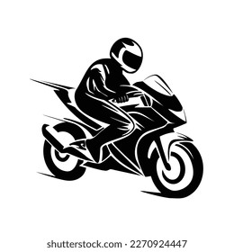 motorcycle silhouette design. fast biker sign and symbol. sport motorbike illustration.