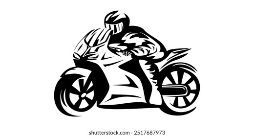 motorcycle silhouette design. fast biker sign and symbol. sport motorbike illustration.