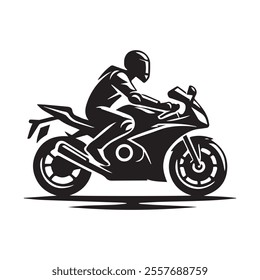 motorcycle silhouette design. fast biker sign and symbol. sport motorbike illustration.
