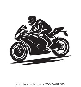 motorcycle silhouette design. fast biker sign and symbol. sport motorbike illustration.
