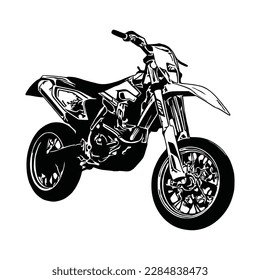 Vector de silueta de motocicleta. Estilo plano. Vista lateral, ilustración