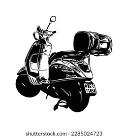 Motorcycle silhouette Vector. Flat style. Side view, illustration