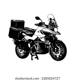Motorrad Silhouette Vektor. Flacher Stil. Seitenansicht, Illustration