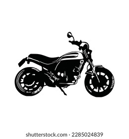 Motorrad Silhouette Vektor. Flacher Stil. Seitenansicht, Illustration