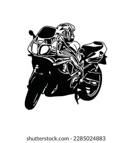 Motorcycle silhouette Vector. Flat style. Side view, illustration