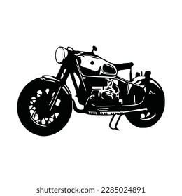 Vector de silueta de motocicleta. Estilo plano. Vista lateral, ilustración