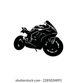 Motorcycle silhouette Vector. Flat style. Side view, illustration