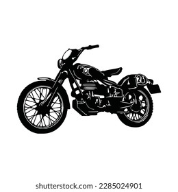 Motorcycle silhouette Vector. Flat style. Side view, illustration