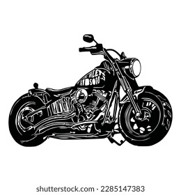 Motorcycle silhouette Vector. Flat style. Side view, illustration