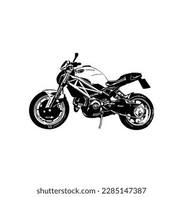 Vector de silueta de motocicleta. Estilo plano. Vista lateral, ilustración