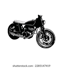 Motorrad Silhouette Vektor. Flacher Stil. Seitenansicht, Illustration