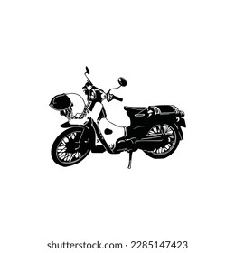Motorrad Silhouette Vektor. Flacher Stil. Seitenansicht, Illustration