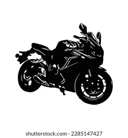 Motorcycle silhouette Vector. Flat style. Side view, illustration
