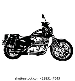 Vector de silueta de motocicleta. Estilo plano. Vista lateral, ilustración