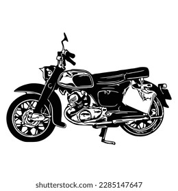 Motorcycle silhouette Vector. Flat style. Side view, illustration