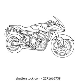 motorcycle sketch, coloring, isolated object on a white background, vector illustration, eps