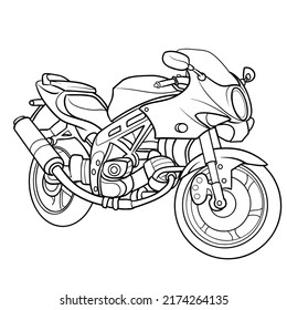 motorcycle sketch, coloring, isolated object on a white background, vector illustration, eps